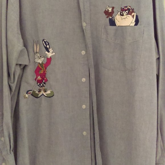 Acme Company Embroidery Bugs/Taz Denim Shirt - Picture 1 of 3